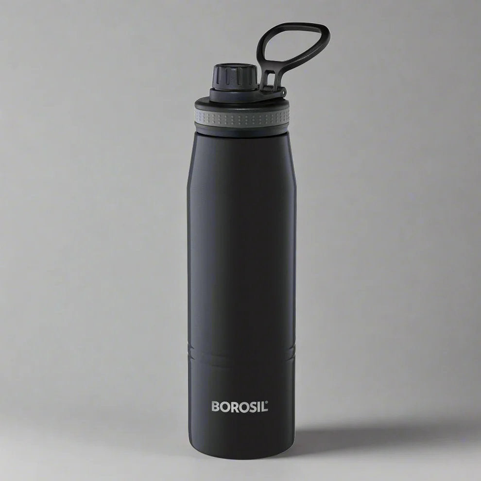 Borosil Hydra Stainless Steel Insulated Bottle 900ml with Double Wall Vacuum Copper Coating, Screwtop Sipper, 14 Hours Hot & 18 Hours Cold Retention, BPA-Free Leak-Proof Travel Water Bottle