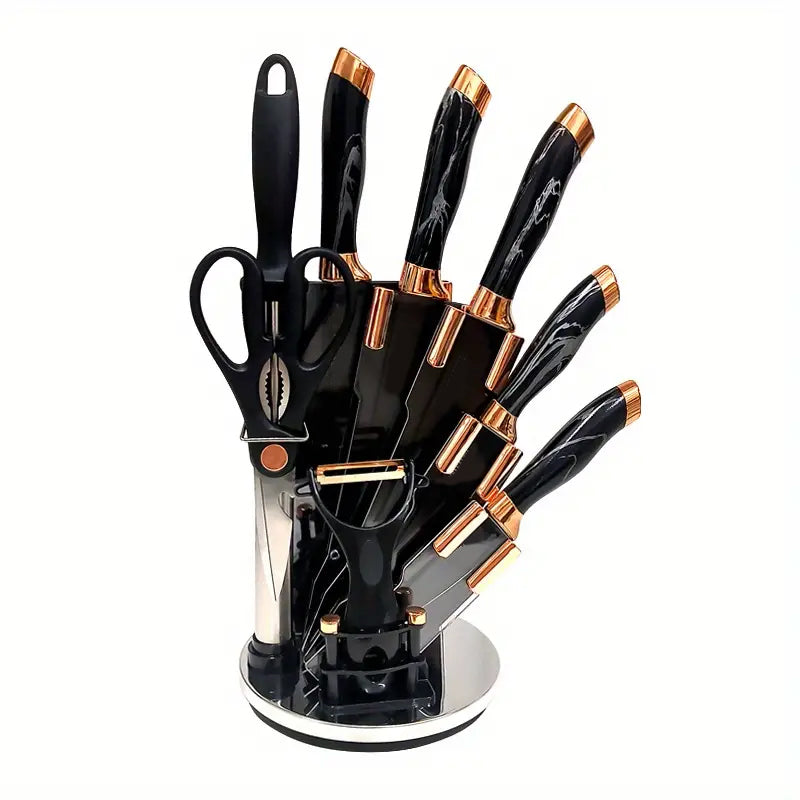 8-Piece German Steel Knife Set with Non-Stick Coating and Radian Handles