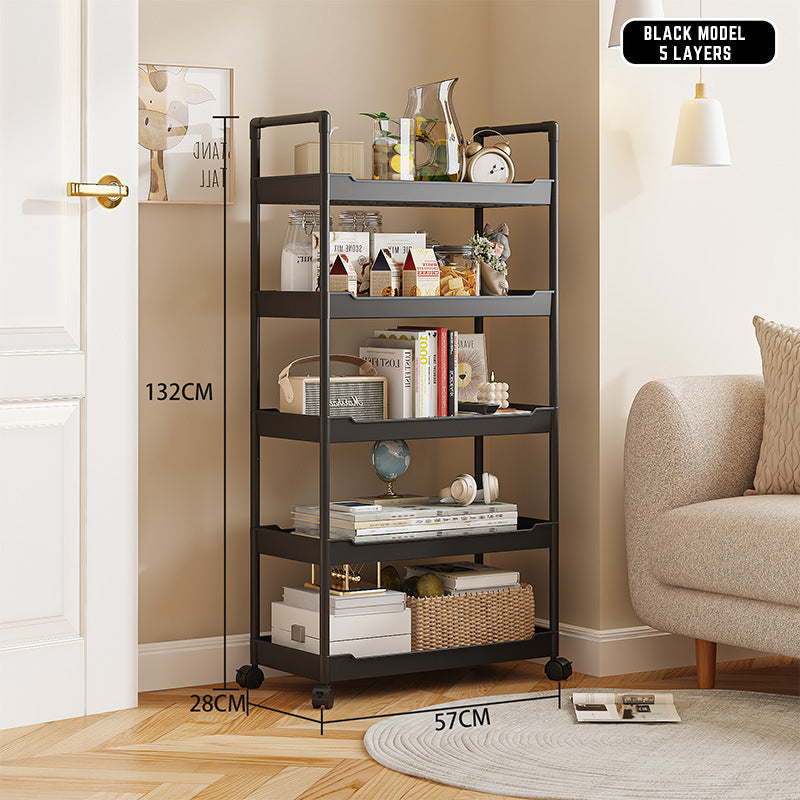 Multi-Tier Foldable Storage Rack – Portable, Space-Saving Organizer for Kitchen, Living Room & Pantry – 57 x 28 x 132 cm