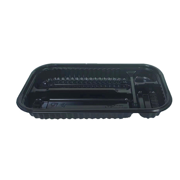 4-Compartment Plastic Disposable Food Container with Lid - 23 x 13 x 5.5 cm
