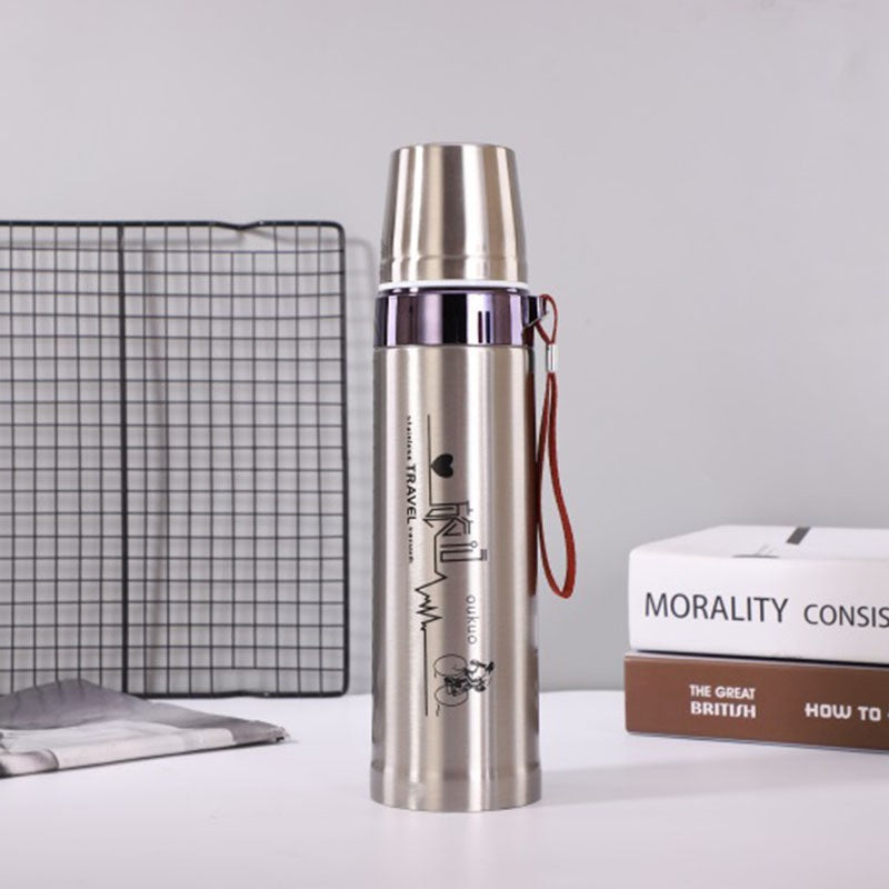 500ml Stainless Steel Vacuum Insulated Travel Flask with Leakproof Lid & Carry Strap for Hot & Cold Drinks