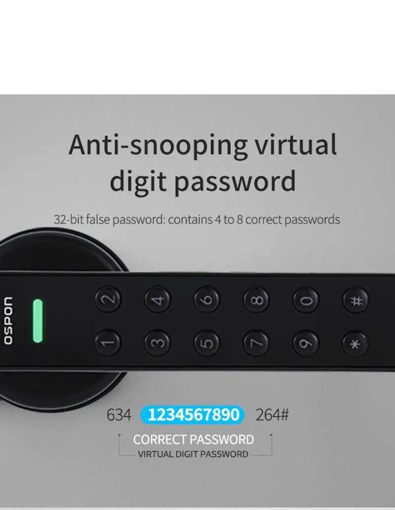 Ospon Advanced Keypad Door Lock with Password, Manual Key & Tuya App Control