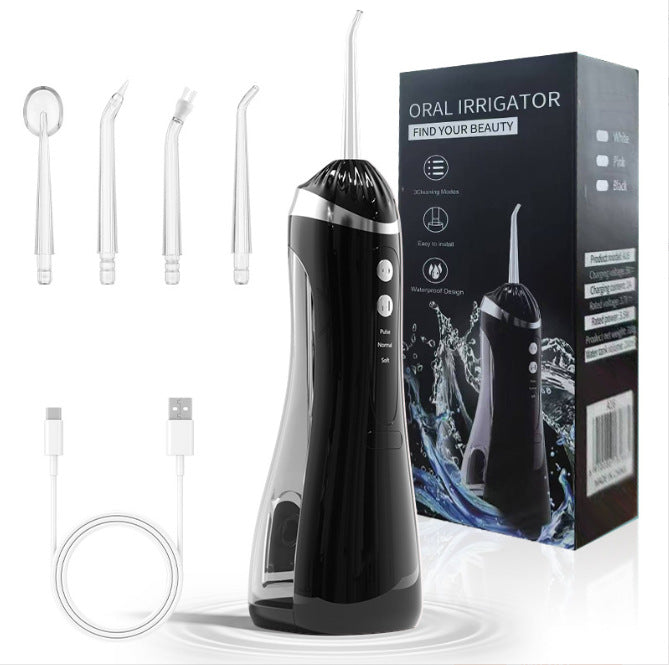 Rechargeable IPX6 Cordless Oral Irrigator with Pulsations, 4 Nozzles, 3 Modes & 360° Rotatable Tip – Portable Dental Water Flosser for Braces, Gums & Tongue Cleaning
