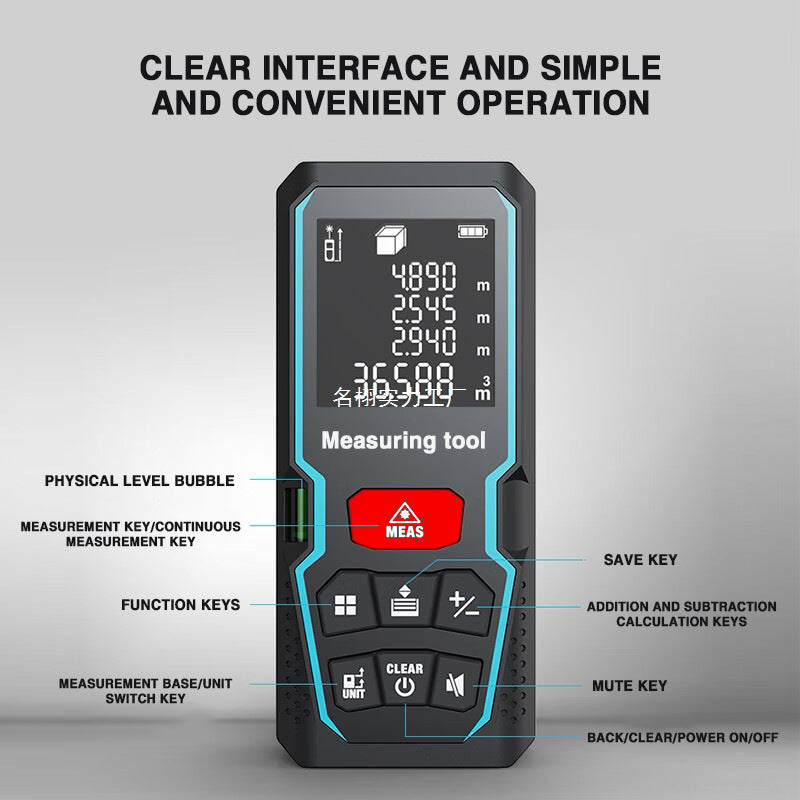 High-Precision Infrared Laser Distance Measuring Meter – 80m Range