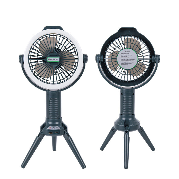3-in-1 Portable & Foldable Tripod Fan with LED Light & USB Charging, Speed Control & Hanging Hook