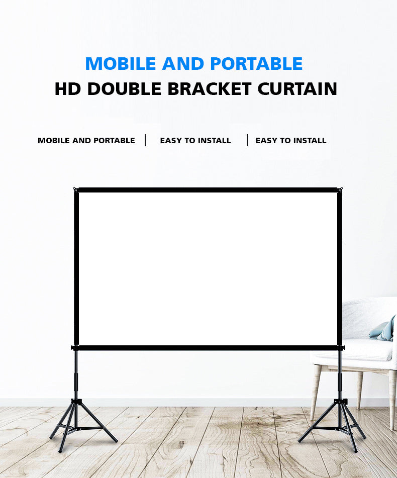 100-Inch Portable & Foldable Projector Screen with Double Bracket Stand for Indoor & Outdoor Use