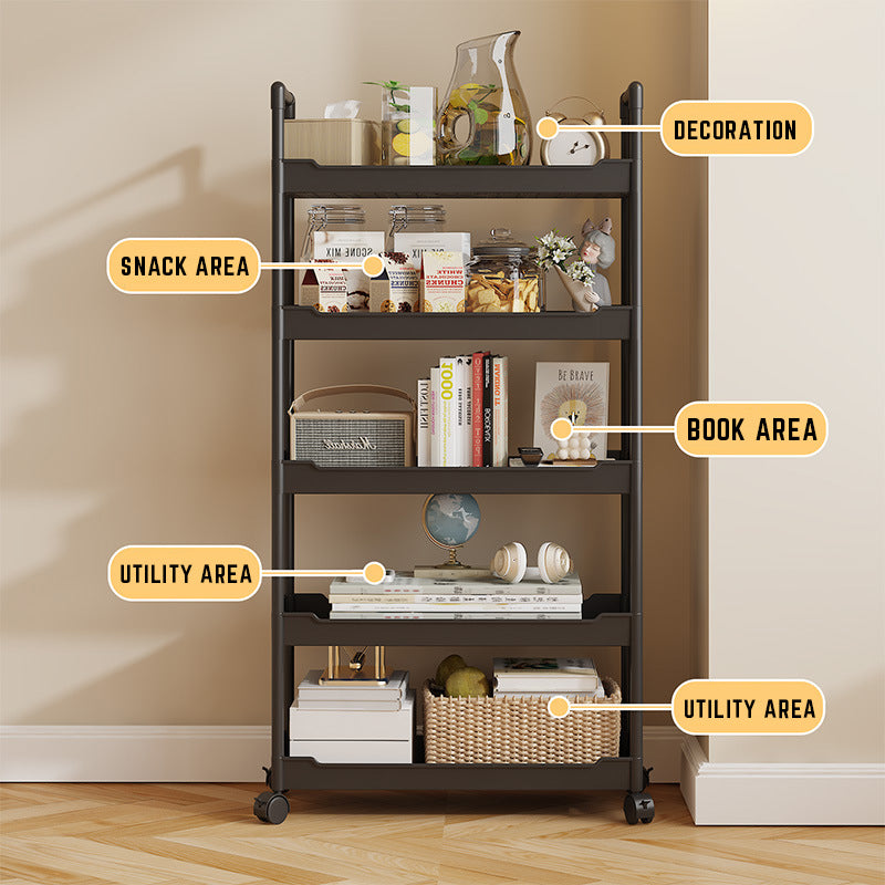 Multi-Tier Foldable Storage Rack – Portable, Space-Saving Organizer for Kitchen, Living Room & Pantry – 57 x 28 x 132 cm