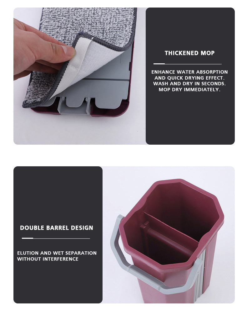 360° Microfiber Flat Mop and Bucket Set with Self-Wringing System - High Absorption, Aluminum Handle & Easy Floor Cleaning