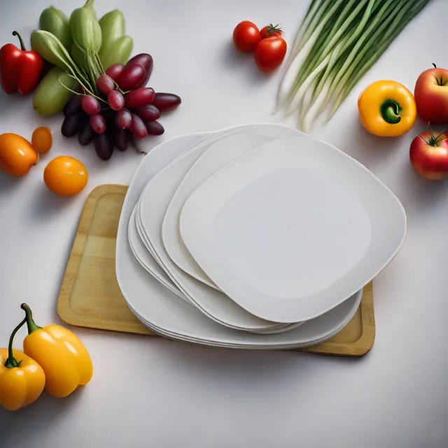 Opal 32-Pieces Modern Rounded Square Glassware Dinner Dish Set