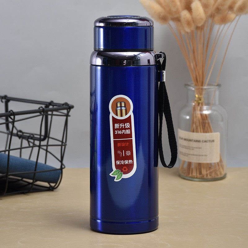 800ml SUS 316 Stainless Steel Vacuum Insulated Thermos Bottle with Tea Infuser, Leak-Proof Lid & Strap for Travel, Gym & Office