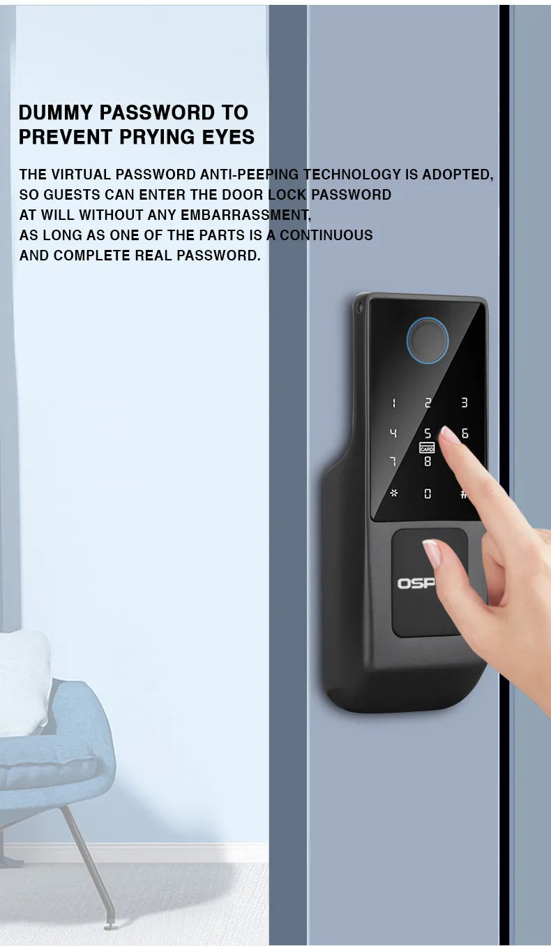 Advanced Biometric Door Lock with Tuya App Control, Card Acce& Multi-Access Options