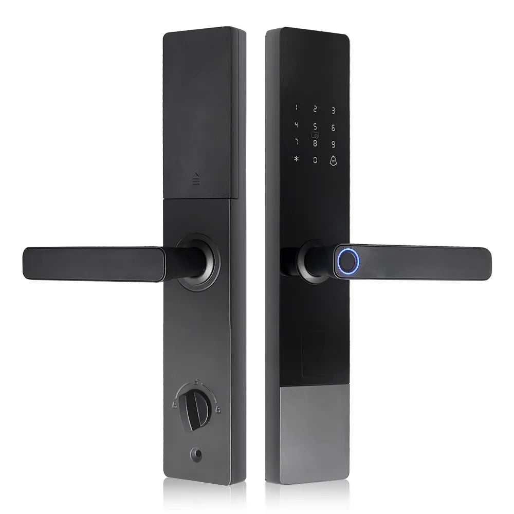 4-in-1 Smart Electronic Door Lock with Biometric, Card, Password & Manual Key Access