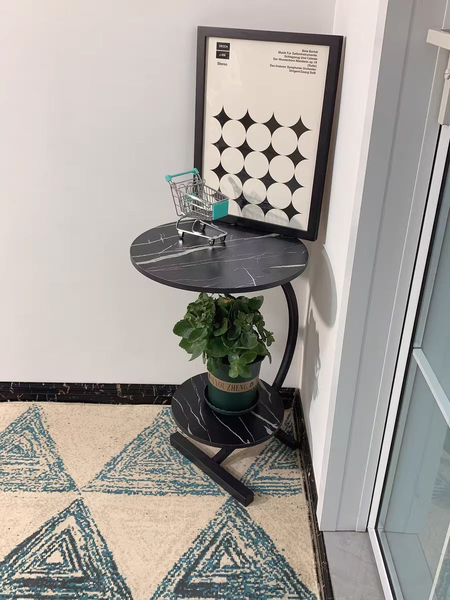 Modern Round 2-Tier C-Shaped Side Table for Living Room & Bedroom