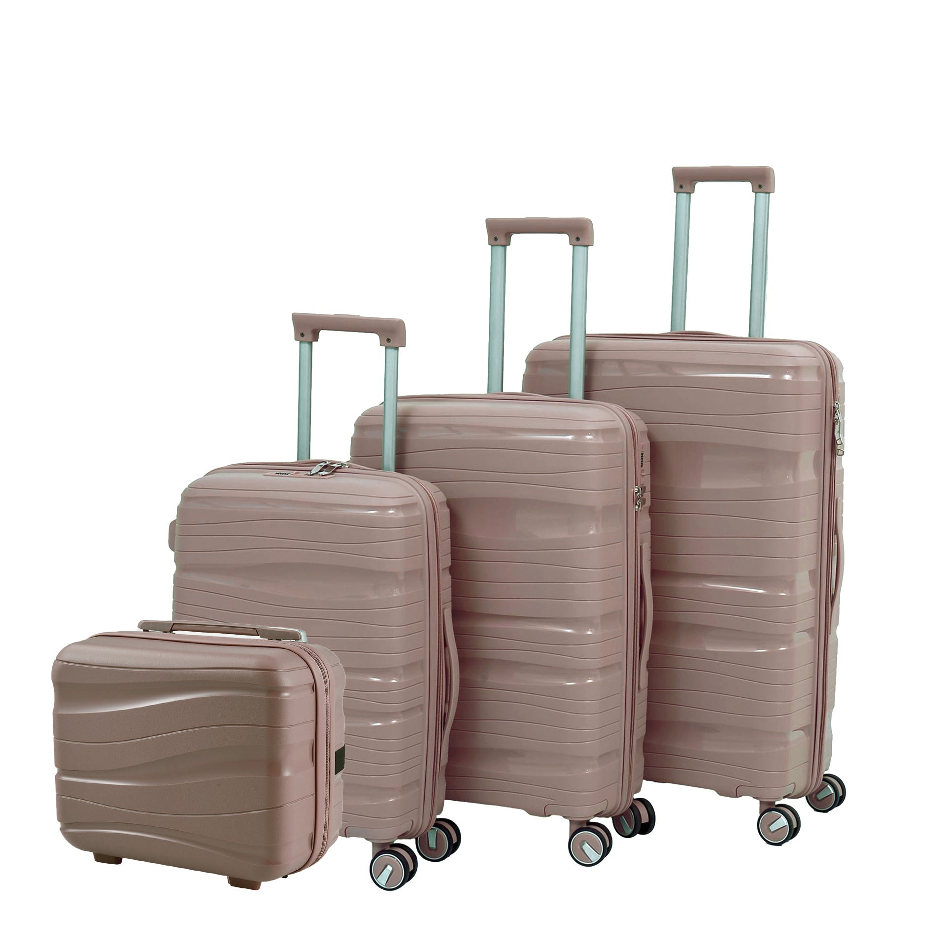 Stylish 4-Piece Travel Luggage Trolley Set with 360° Spinner 8-Wheels Design