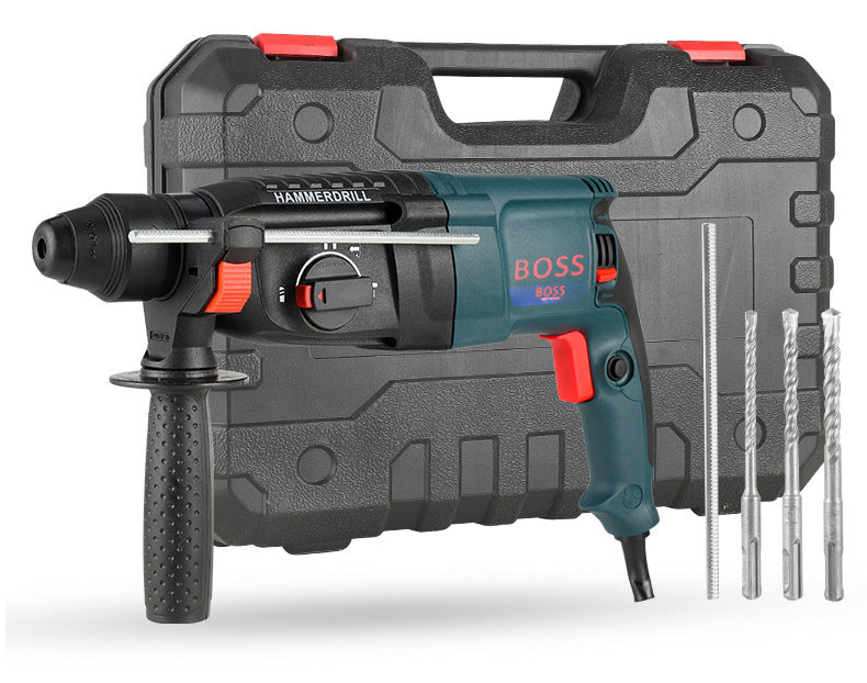 BOSS Triple Mode Rotary Hammer Drill Set with 2200W Power & 1100 RPM with Depth Gauge, Accessory Set & Anti-Vibration Grip