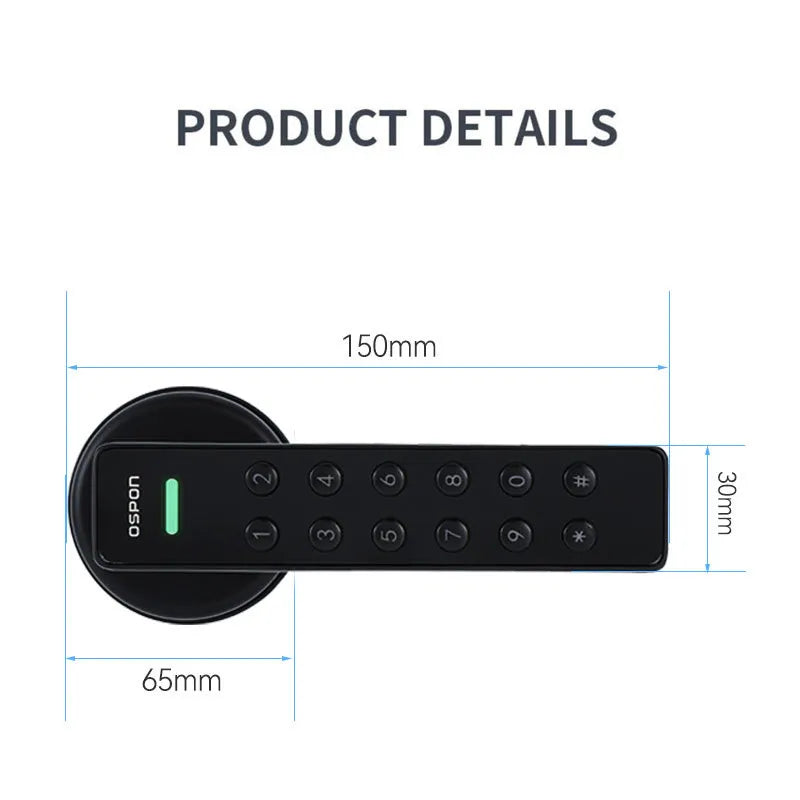 Ospon Advanced Keypad Door Lock with Password, Manual Key & Tuya App Control