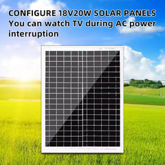 GDTimes 12V 10-Inch Solar TV & Media System & Powerbank with 10” Screen, 20W Solar Panel, LED Bulbs, Remote, USB/SD/FM – Portable Power & Entertainment Kit