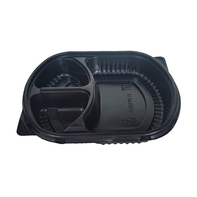 3-Compartment Disposable Plastic Food Container Box - 1000ml - 23.5 x 21 x 5.5 cm