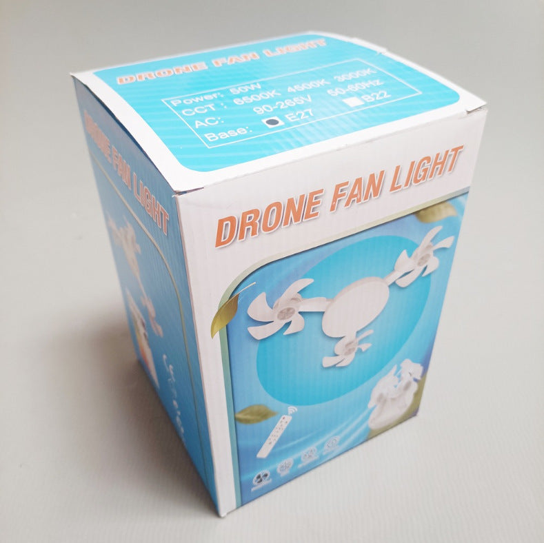 Drone Style Triple Head Ceiling Fan & LED Light with E27 Bulb Fit & Remote Control - Strong Wind & Energy Saving for Bedroom, Kitchen & Living Room