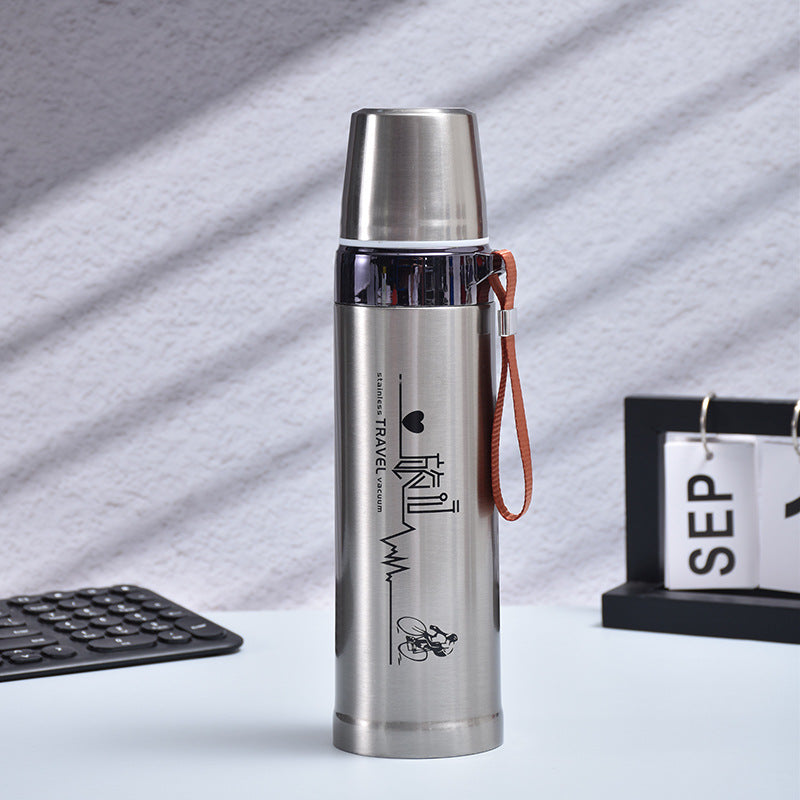 500ml Stainless Steel Vacuum Insulated Travel Flask with Leakproof Lid & Carry Strap for Hot & Cold Drinks