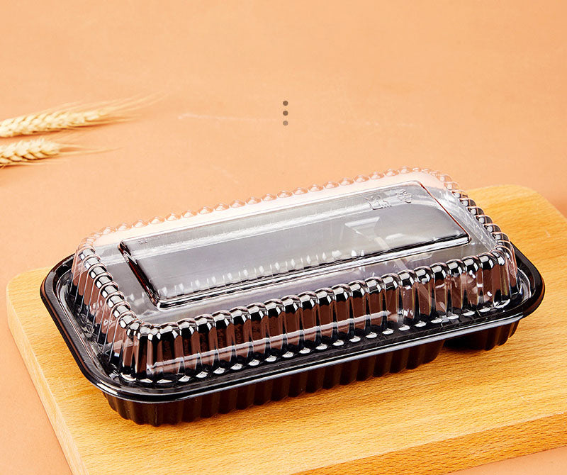 4-Compartment Plastic Disposable Food Container with Lid - 23 x 13 x 5.5 cm