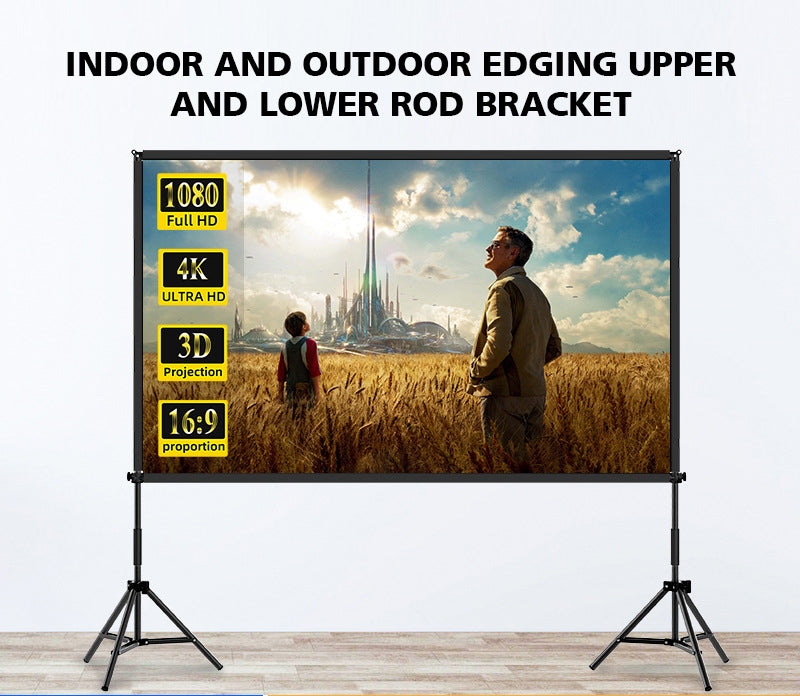 100-Inch Portable & Foldable Projector Screen with Double Bracket Stand for Indoor & Outdoor Use