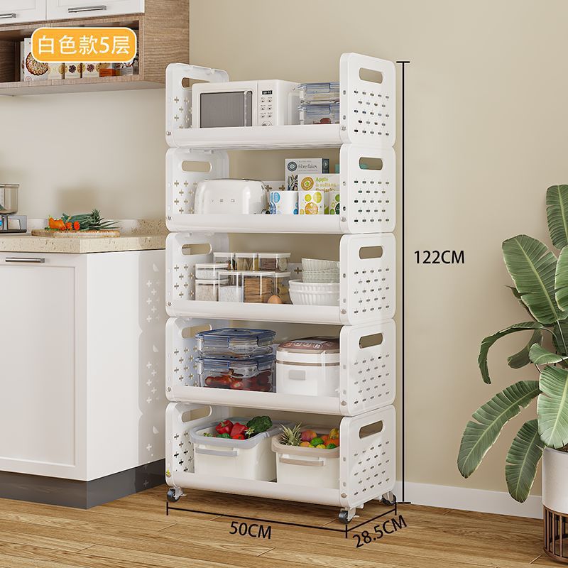 Multi Layer Movable Multipurpose Storage Rack with Wheels for Fruits, Vegetables, Snacks, Makeup, and Bathroom Essentials