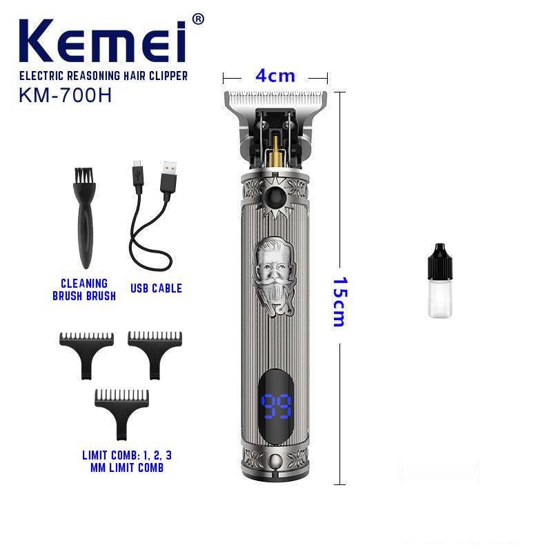 Kemei Professional Rechargeable Hair Clipper with 3 Adjustable Combs - High 1200 mAh Capacity