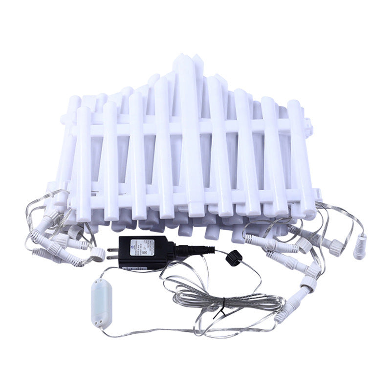 مصابيح سياج LED مزخرفة مع تركيب سهل بالمشبك وأوضاع متعددة - مجموعة من 8 قطع - أبيض دافئ (الحجم الإجمالي 280 × 28.5 سم)
