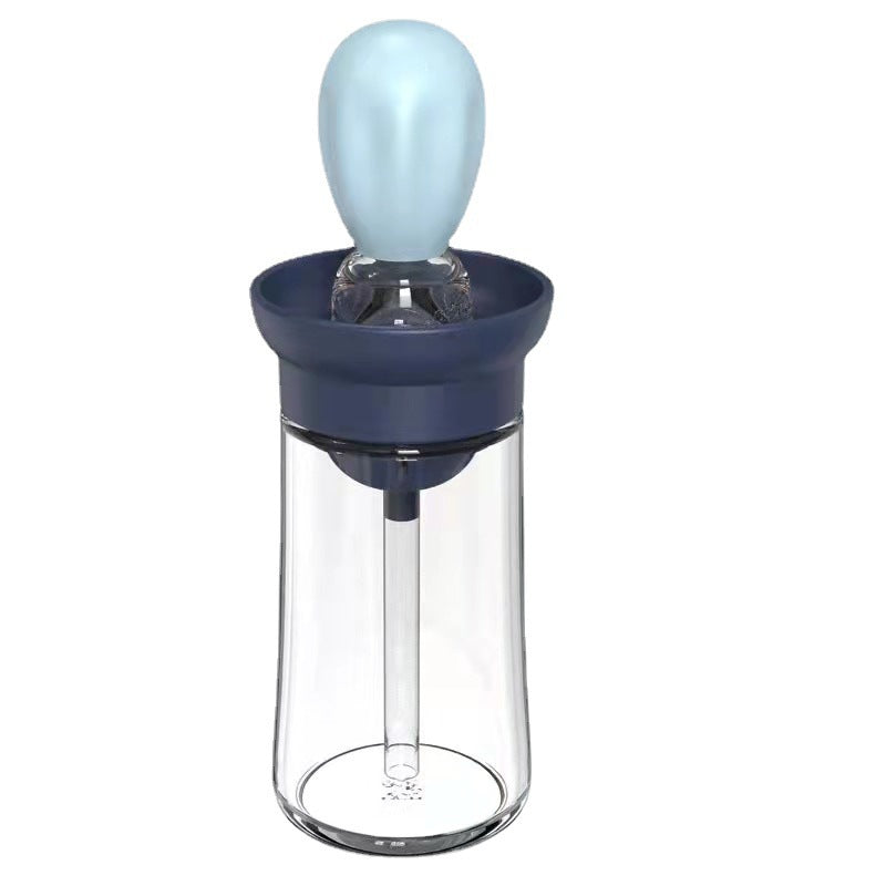 2-in-1 Oil Dispenser Bottle with Silicone Dropper & Brush with Scale and Lid for Accurate Cooking, Baking, Grilling & Basting