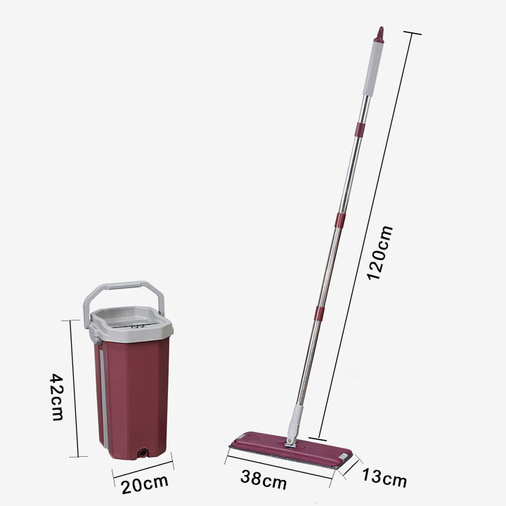 360° Microfiber Flat Mop and Bucket Set with Self-Wringing System - High Absorption, Aluminum Handle & Easy Floor Cleaning
