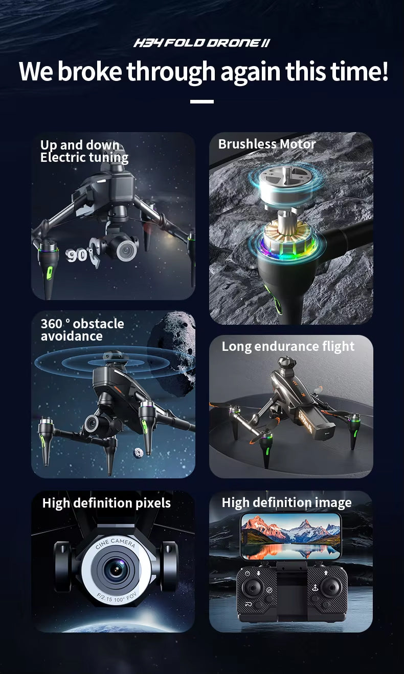 4K Dual Camera Portable Folding Quadcopter Drone with Aerial Camera, Obstacle Avoidance & Gesture Control