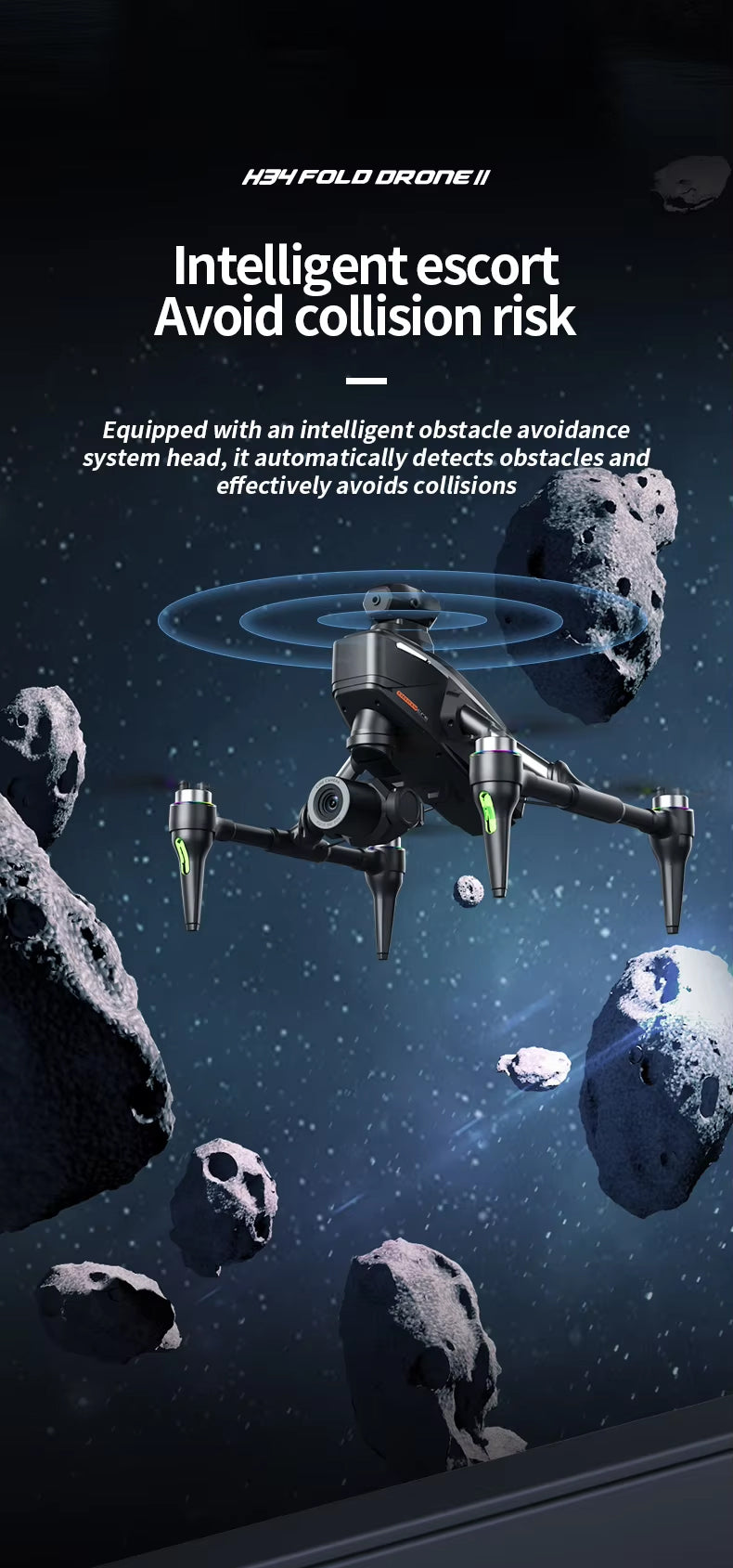 4K Dual Camera Portable Folding Quadcopter Drone with Aerial Camera, Obstacle Avoidance & Gesture Control