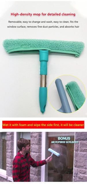 5 Piece Professional Window Cleaning Kit with Scrubber, High Quality Material and Multiple Brush Hea