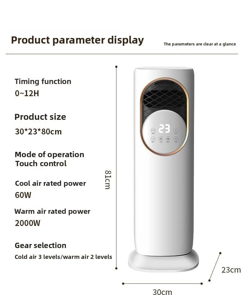 5-in-1 Cooling & Heating Tower Fan with Misting, Humidifier, UV Sterilization, LCD Touch Screen & Ice Crystal Cooling – 1800W Heater, 60W Cooler