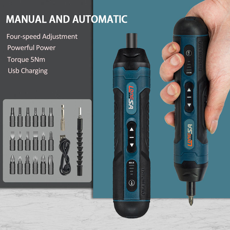 Longsa 36-in-1 Rechargeable Screwdriver Set with Battery, 3 Torque Levels, LED Indicator, Precision Bits & Carry Case