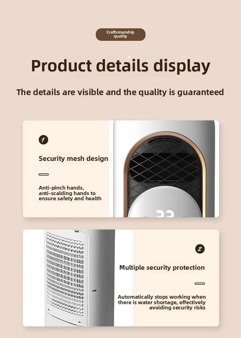 5-in-1 Cooling & Heating Tower Fan with Misting, Humidifier, UV Sterilization, LCD Touch Screen & Ice Crystal Cooling – 1800W Heater, 60W Cooler