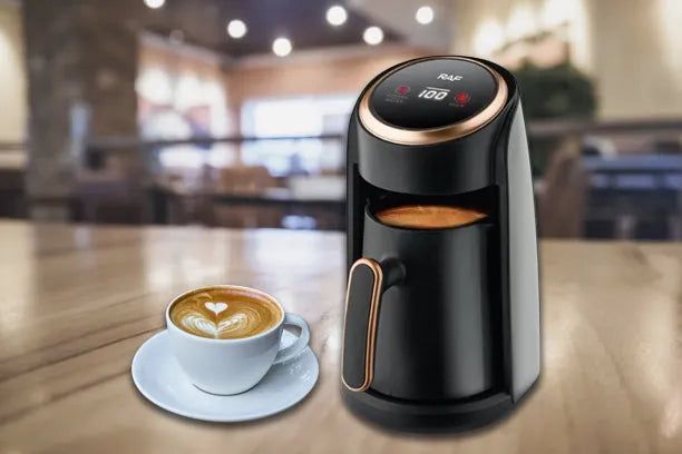 RAF Electric Turkish Coffee Maker with Digital Temperature Display, 3-in-1 Portable Coffee, Water, and Milk Heating Pot, 300ml, 600W