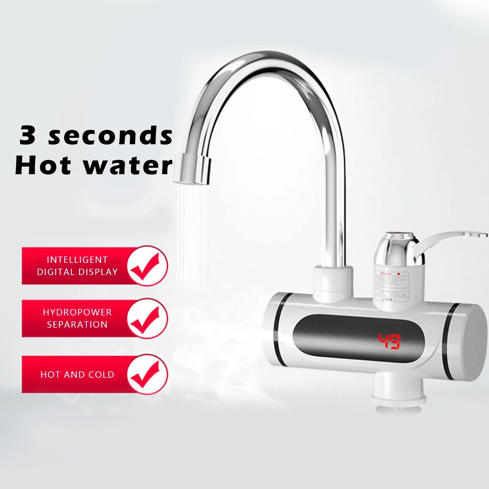 Electric Instant Water Heating Faucet - with Digital Temperature Display