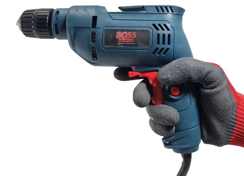 Boss Electric Drill 10mm with 400-600W Motor, 3200RPM Speed with Reversible Rotation