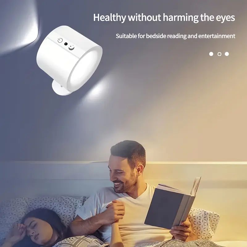 Elegant 360° Rechargeable Magnetic Wall Lamp with Remote Control, Touch Switch, 3 Brightness Levels & 3 Color Temperatures - Adjustable Rotation Night Light for Bedroom, Study & Living Room