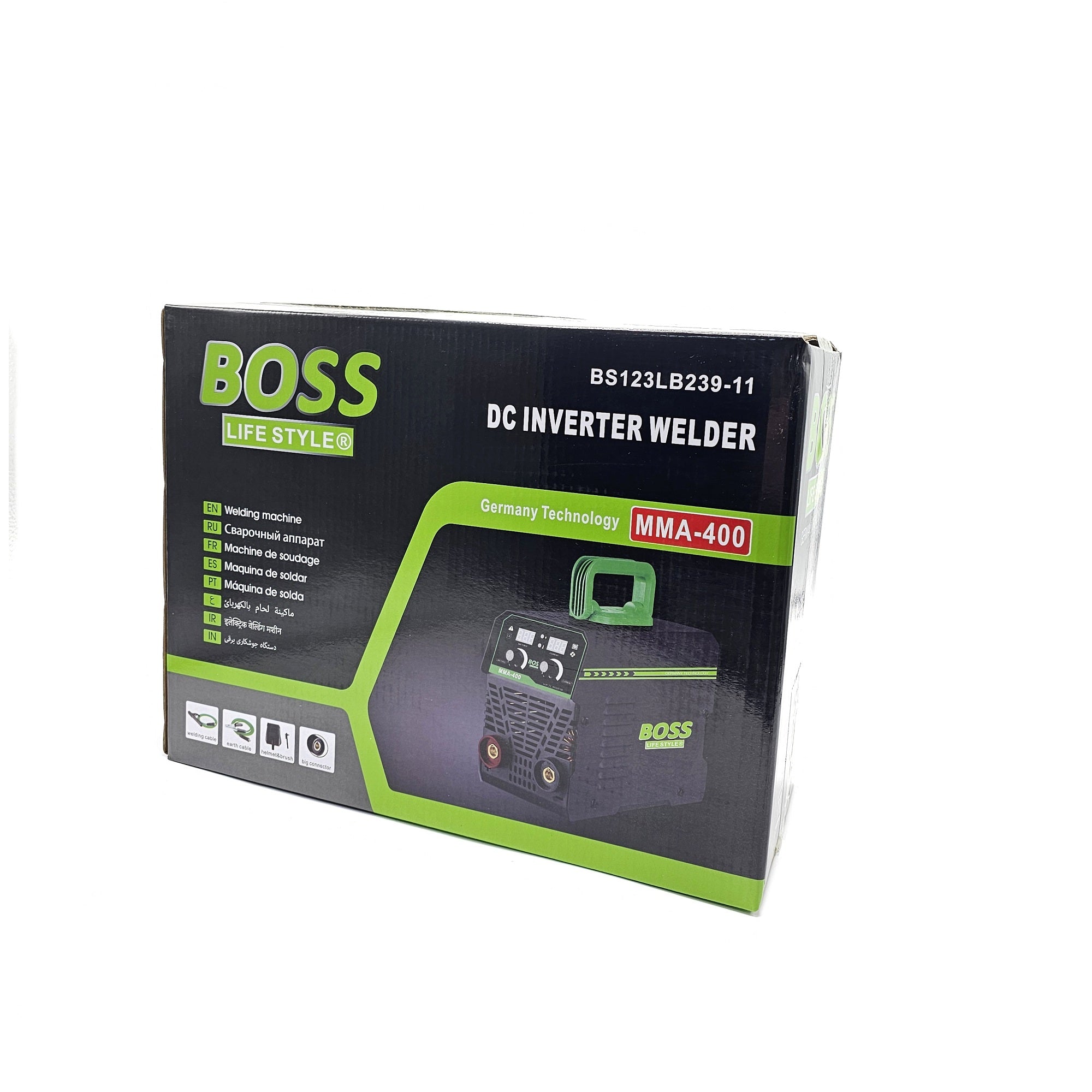 BOSS MMA-400 DC Inverter Welding Machine with Arc Force & Current Control, German Technology, 220V Input, Digital Display, Lightweight with Case