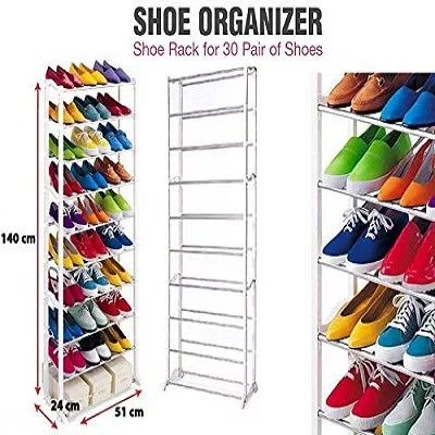 10 Layer Portable Foldable High Quality Shoe Storage Rack for 30 Pairs