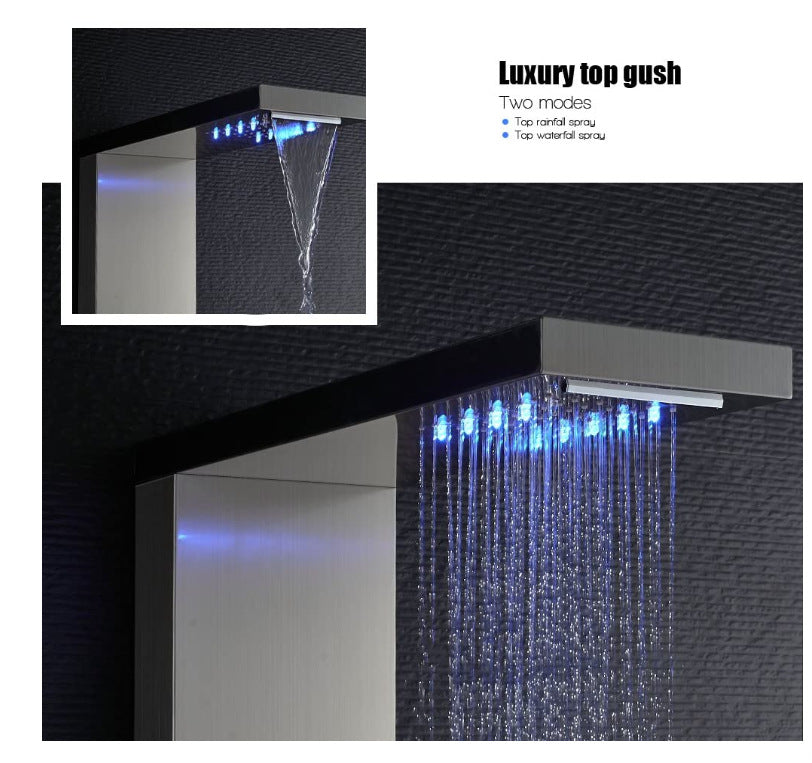 Deluxe Rainfall Shower Panel with 5 Water Modes, Stainless Steel Body, Thermostatic Control & Digital Temperature Display