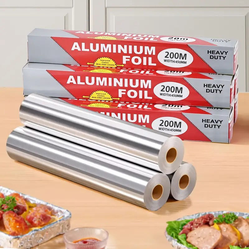 200 Meter Aluminum Foil Roll with 45cm Width for Multi Purpose Usage & Food Storage