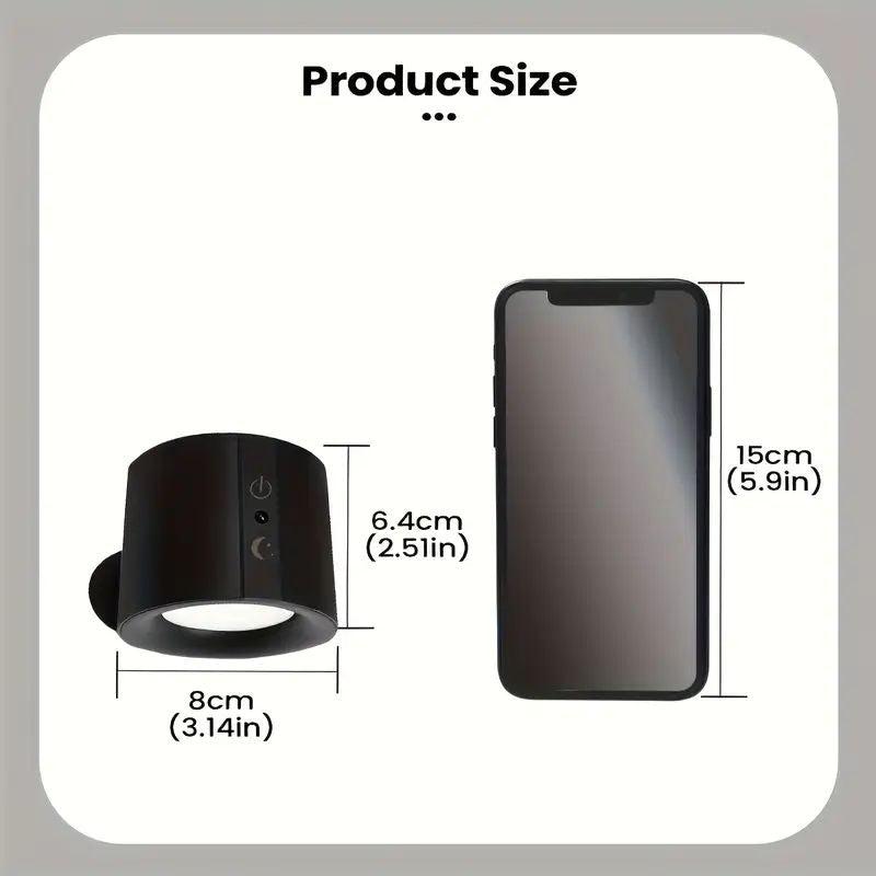 Elegant 360° Rechargeable Magnetic Wall Lamp with Remote Control, Touch Switch, 3 Brightness Levels & 3 Color Temperatures - Adjustable Rotation Night Light for Bedroom, Study & Living Room