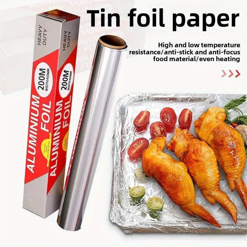 200 Meter Aluminum Foil Roll with 45cm Width for Multi Purpose Usage & Food Storage