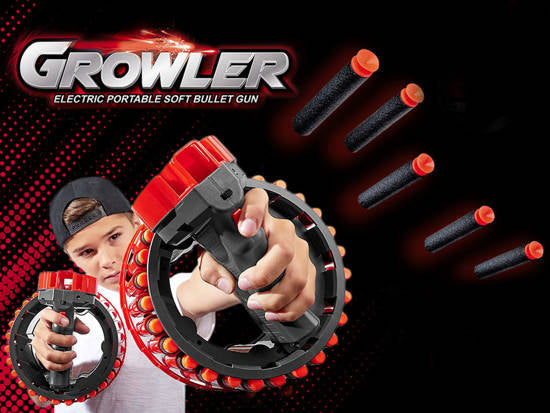 Rapid Firing Electric Nerf Gun Toy Blaster with Rotating Bullet Drum and Soft Foam Dart Bullets