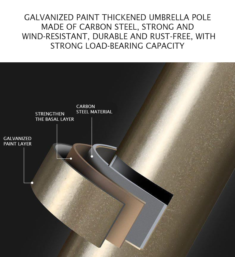 Heavy-Duty 2.7 meter Outdoor Patio Umbrella with Base and Rotating Crank - 270 cm x 198 cm x 245 cm