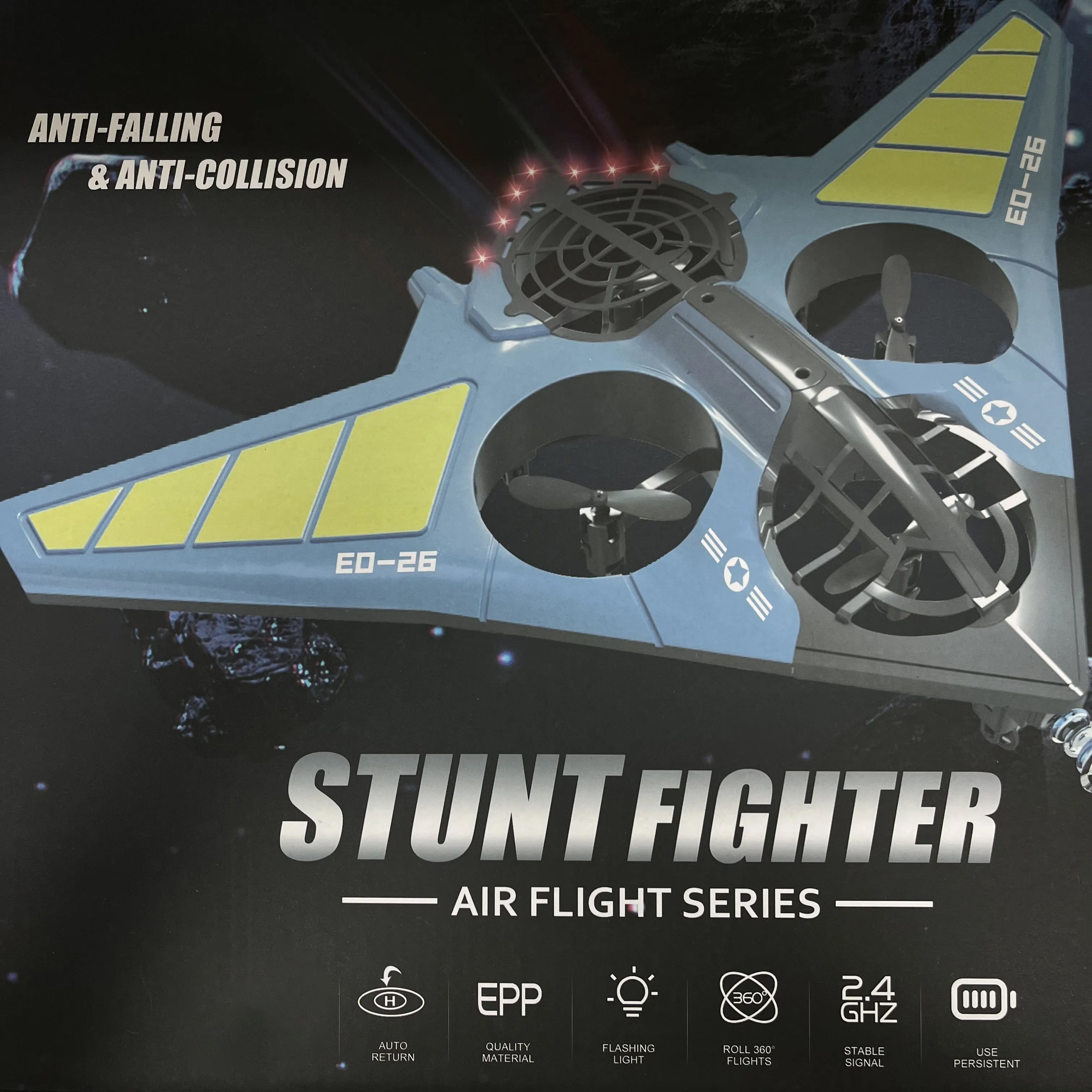 360° Rotating Stunt Fighter Airplane Drone with Auto Return & Remote Control